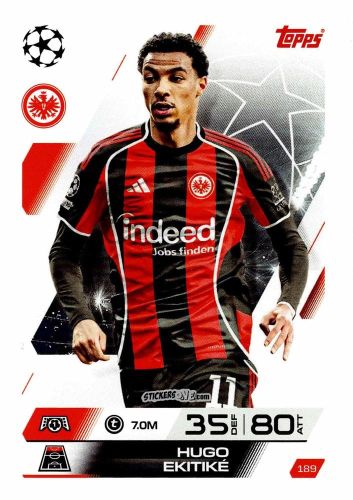 Sticker Hugo Ekitike - UEFA Champions League & Europa League 2025-2026. Match Attax
 n. 189 - Topps