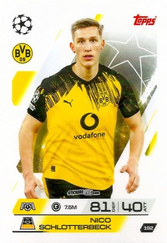 Sticker Nico Schlotterbeck - UEFA Champions League & Europa League 2025-2026. Match Attax
 n. 192 - Topps