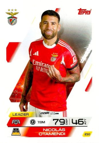 Cromo Nicolas Otamendi - UEFA Champions League & Europa League 2025-2026. Match Attax
 n. 210 - Topps