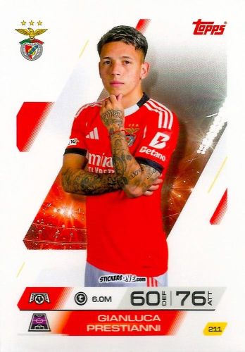 Cromo Gianluca Prestianni - UEFA Champions League & Europa League 2025-2026. Match Attax
 n. 211 - Topps