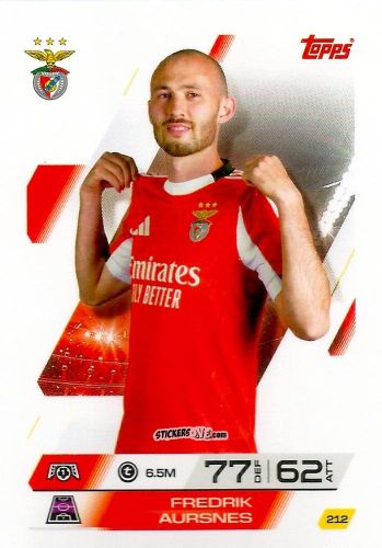 Figurina Fredrik Aursnes - UEFA Champions League & Europa League 2025-2026. Match Attax
 n. 212 - Topps