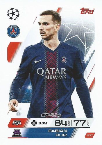 Cromo Fabián Ruiz - UEFA Champions League & Europa League 2025-2026. Match Attax
 n. 237 - Topps