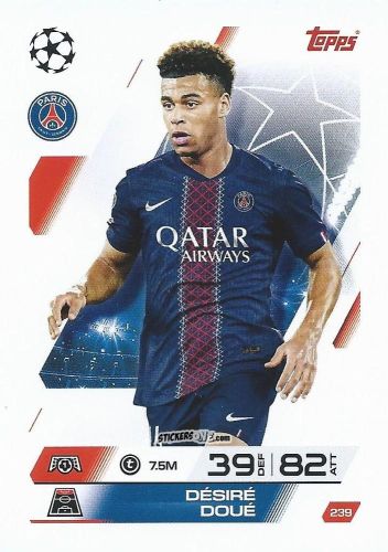 Figurina Désiré Doué - UEFA Champions League & Europa League 2025-2026. Match Attax
 n. 239 - Topps