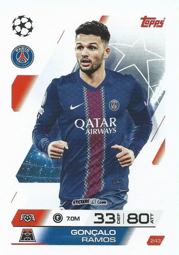 Cromo Gonçalo Ramos - UEFA Champions League & Europa League 2025-2026. Match Attax
 n. 243 - Topps