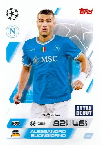 Figurina Alessandro Buongiorno - UEFA Champions League & Europa League 2025-2026. Match Attax
 n. 247 - Topps