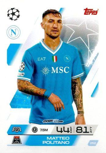 Cromo Matteo Politano - UEFA Champions League & Europa League 2025-2026. Match Attax
 n. 252 - Topps