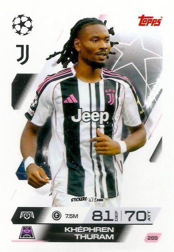 Sticker Khéphren Thuram - UEFA Champions League & Europa League 2025-2026. Match Attax
 n. 269 - Topps