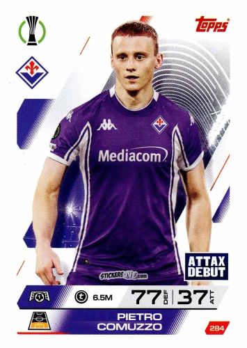 Figurina Pietro Comuzzo - UEFA Champions League & Europa League 2025-2026. Match Attax
 n. 284 - Topps