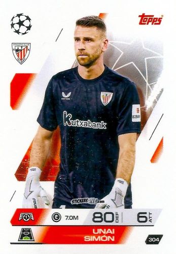 Sticker Unai Simón - UEFA Champions League & Europa League 2025-2026. Match Attax
 n. 304 - Topps