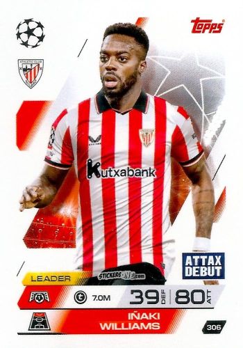 Cromo Iñaki Williams - UEFA Champions League & Europa League 2025-2026. Match Attax
 n. 306 - Topps