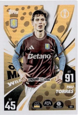 Figurina Pau Torres - UEFA Champions League & Europa League 2025-2026. Match Attax
 n. 321 - Topps