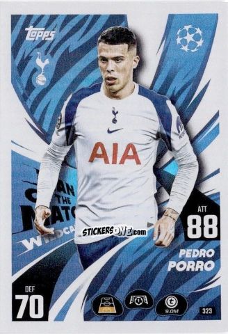 Cromo Pedro Porro - UEFA Champions League & Europa League 2025-2026. Match Attax
 n. 323 - Topps