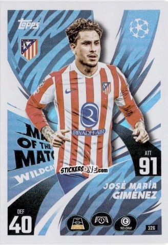 Figurina José María Giménez - UEFA Champions League & Europa League 2025-2026. Match Attax
 n. 326 - Topps