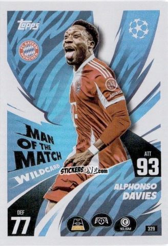 Figurina Alphonso Davies - UEFA Champions League & Europa League 2025-2026. Match Attax
 n. 329 - Topps