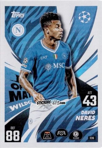 Cromo David Neres - UEFA Champions League & Europa League 2025-2026. Match Attax
 n. 336 - Topps