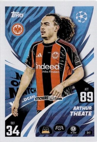 Cromo Arthur Theate - UEFA Champions League & Europa League 2025-2026. Match Attax
 n. 341 - Topps