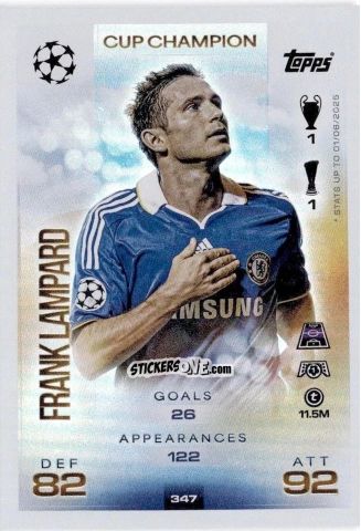 Sticker Frank Lampard - UEFA Champions League & Europa League 2025-2026. Match Attax
 n. 347 - Topps