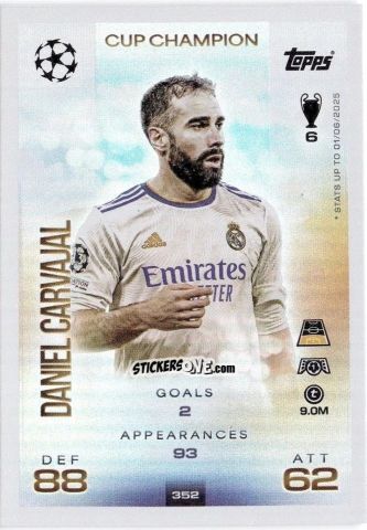 Cromo Daniel Carvajal - UEFA Champions League & Europa League 2025-2026. Match Attax
 n. 352 - Topps