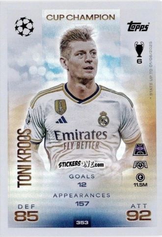 Cromo Toni Kroos - UEFA Champions League & Europa League 2025-2026. Match Attax
 n. 353 - Topps