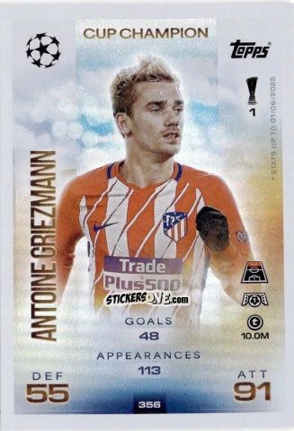 Cromo Antoine Griezmann - UEFA Champions League & Europa League 2025-2026. Match Attax
 n. 356 - Topps