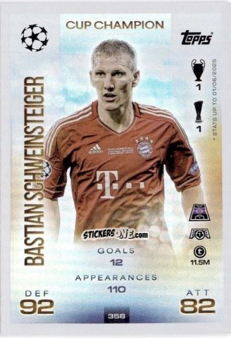 Sticker Bastian Schweinsteiger - UEFA Champions League & Europa League 2025-2026. Match Attax
 n. 358 - Topps
