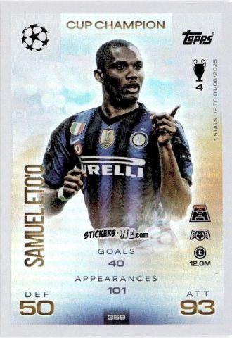 Cromo Samuel Eto'o - UEFA Champions League & Europa League 2025-2026. Match Attax
 n. 359 - Topps