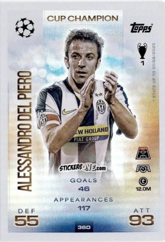 Sticker Alessandro Del Piero - UEFA Champions League & Europa League 2025-2026. Match Attax
 n. 360 - Topps
