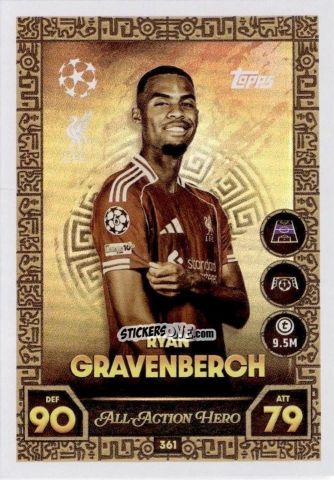 Sticker Ryan Gravenberch - UEFA Champions League & Europa League 2025-2026. Match Attax
 n. 361 - Topps