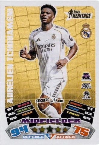 Figurina Aurélien Tchouaméni - UEFA Champions League & Europa League 2025-2026. Match Attax
 n. 384 - Topps
