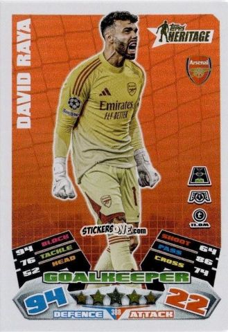 Figurina David Raya - UEFA Champions League & Europa League 2025-2026. Match Attax
 n. 388 - Topps