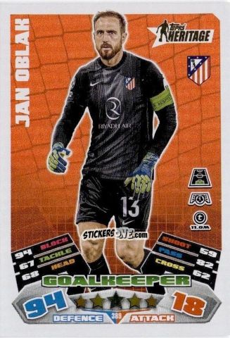 Cromo Jan Oblak - UEFA Champions League & Europa League 2025-2026. Match Attax
 n. 389 - Topps