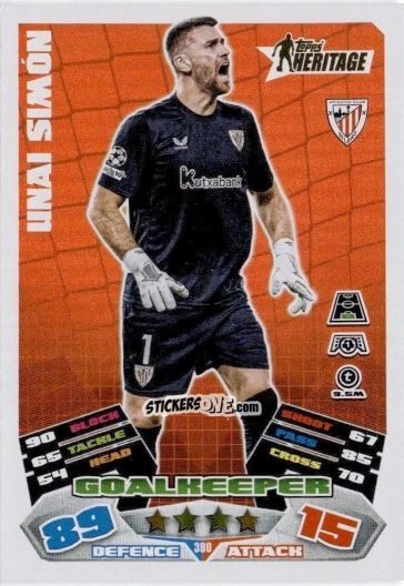 Cromo Unai Simón - UEFA Champions League & Europa League 2025-2026. Match Attax
 n. 390 - Topps