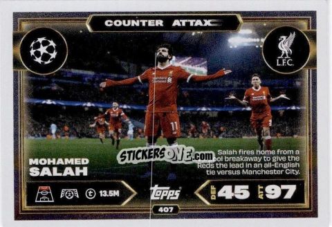 Sticker Mohamed Salah - UEFA Champions League & Europa League 2025-2026. Match Attax
 n. 407 - Topps