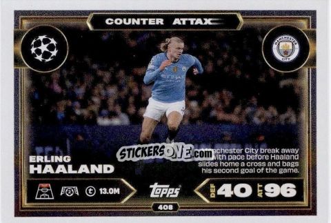 Cromo Erling Haaland - UEFA Champions League & Europa League 2025-2026. Match Attax
 n. 408 - Topps