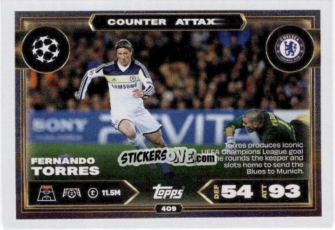 Cromo Fernando Torres - UEFA Champions League & Europa League 2025-2026. Match Attax
 n. 409 - Topps