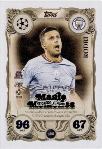 Cromo Rodri - UEFA Champions League & Europa League 2025-2026. Match Attax
 n. 425 - Topps