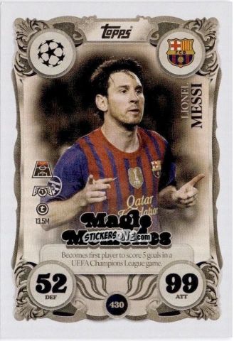 Sticker Lionel Messi - UEFA Champions League & Europa League 2025-2026. Match Attax
 n. 430 - Topps