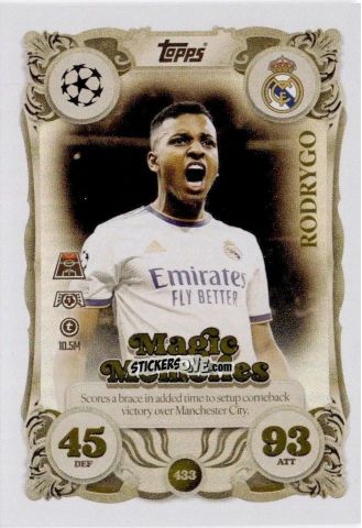Cromo Rodrygo - UEFA Champions League & Europa League 2025-2026. Match Attax
 n. 433 - Topps