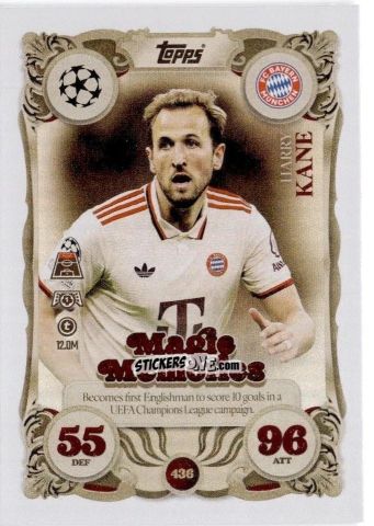 Sticker Harry Kane - UEFA Champions League & Europa League 2025-2026. Match Attax
 n. 436 - Topps