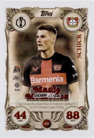 Cromo Patrik Schick - UEFA Champions League & Europa League 2025-2026. Match Attax
 n. 437 - Topps