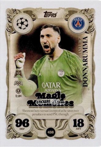 Cromo Gianluigi Donnarumma - UEFA Champions League & Europa League 2025-2026. Match Attax
 n. 438 - Topps