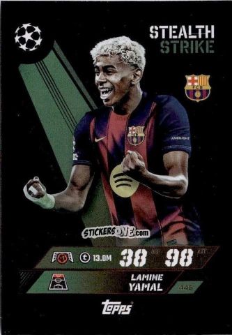Sticker Lamine Yamal - UEFA Champions League & Europa League 2025-2026. Match Attax
 n. 448 - Topps