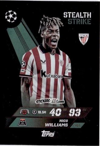 Sticker Nico Williams - UEFA Champions League & Europa League 2025-2026. Match Attax
 n. 451 - Topps