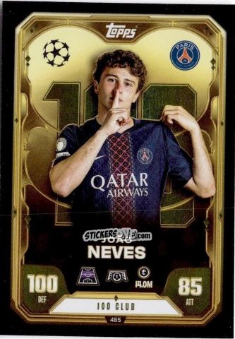 Sticker João Neves - UEFA Champions League & Europa League 2025-2026. Match Attax
 n. 465 - Topps