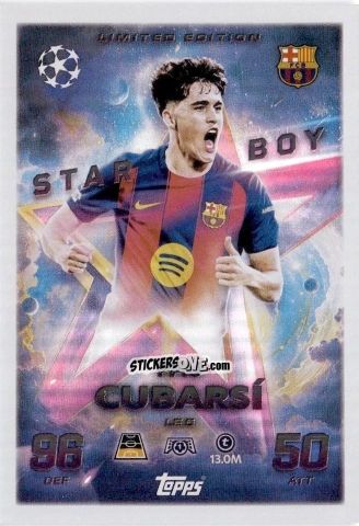 Cromo Pau Cubarsí - UEFA Champions League & Europa League 2025-2026. Match Attax
 n. LE5 - Topps