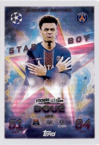 Figurina Désiré Doué - UEFA Champions League & Europa League 2025-2026. Match Attax
 n. LE7 - Topps