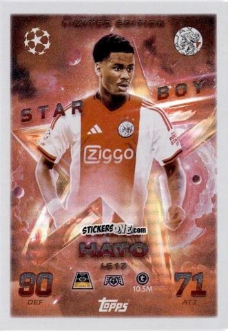 Figurina Jorrel Hato - UEFA Champions League & Europa League 2025-2026. Match Attax
 n. LE17 - Topps