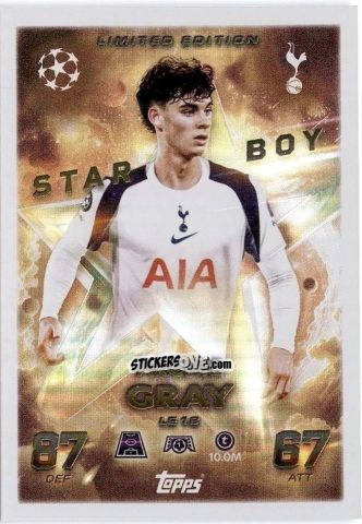 Sticker Archie Gray - UEFA Champions League & Europa League 2025-2026. Match Attax
 n. LE18 - Topps