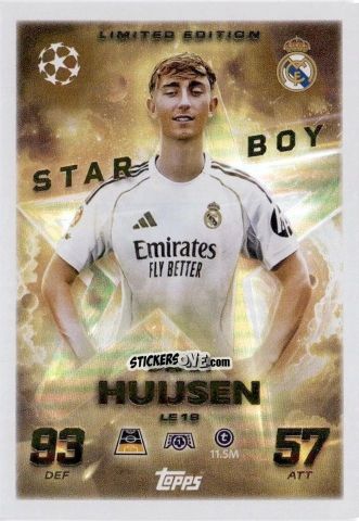 Cromo Dean Huijsen - UEFA Champions League & Europa League 2025-2026. Match Attax
 n. LE19 - Topps