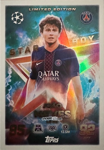 Sticker João Neves - UEFA Champions League & Europa League 2025-2026. Match Attax
 n. LE26 - Topps